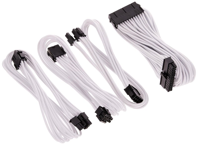 Phanteks 24 Pin/ 8pin (4+4) M/B, 8pin (6+2) PCI-E Extension Cable Kit 500mm Length, White (PH-CB-CMBO_WT) - Image 1